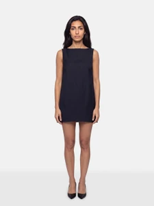 Maison Margiela Navy Wool Sleeveless Mini Dress