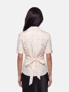 Diane Von Furstenberg Beige Silk Taffeta Wrap Top