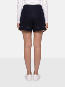 Maison Margiela Navy Wool Belted Shorts Maison Margiela Navy Wool Belted Shorts