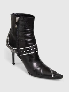 Dior Vintage S/S04 Black Leather D'Trick Ankle Boots