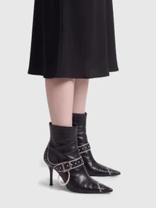 Dior Vintage S/S04 Black Leather D'Trick Ankle Boots