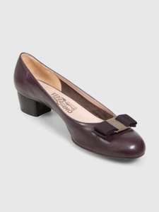 Salvatore Ferragamo Purple Leather Bow Vara Pumps