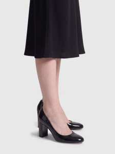 Gianvito Rossi Navy Patent Leather Round Toe Pumps