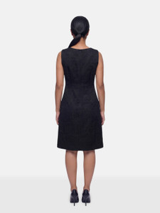 Max Mara Black Abstract Textured Knee Length Dress Max Mara Black Abstract Textured Knee Length Dress