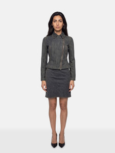 Alaïa Grey Denim Jacket & Skirt Set Alaïa Grey Denim Jacket & Skirt Set
