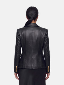 Balmain Black Leather Double Breasted Blazer Balmain Black Leather Double Breasted Blazer