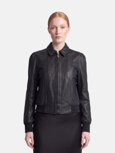 ME+EM Navy Leather Jacket