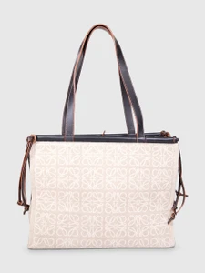 Loewe Beige Cushion Anagram Embroidered Linen Tote Bag