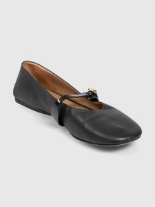 Jacquemus Black Leather Rondes Mary Jane Ballet Flats