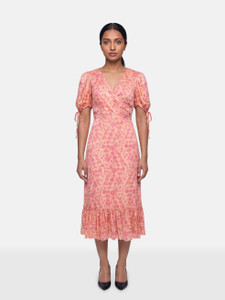 The Vampire's Wife Pink Silk Rose Print Frill Seeker Dress The Vampire's Wife Pink Silk Rose Print Frill Seeker Dress