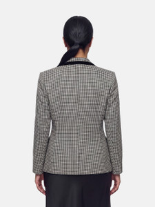 Luisa Spagnoli Grey Wool Gingham Houndstooth Blazer Luisa Spagnoli Grey Wool Gingham Houndstooth Blazer