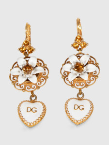 Dolce & Gabbana Floral Heart Drop Earrings