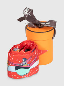 Hermès Red Silk Space Derby Twilly Scarf