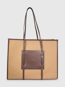DeMellier Brown Canvas Large The Capri Tote Bag