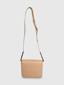 DeMellier Tan Croc Embossed Leather Crossbody Bag