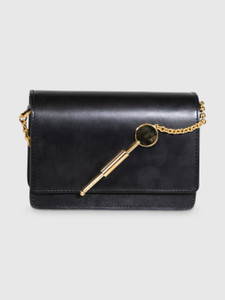 Sophie Hulme Black Leather Micro Cocktail Stirrer Bag