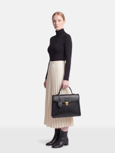 Smythson Black Panama Coronet Top Handle Bag