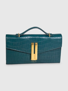 DeMellier Green Croc Embossed Vancouver Clutch Bag