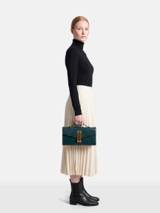 DeMellier Green Croc Embossed Vancouver Clutch Bag