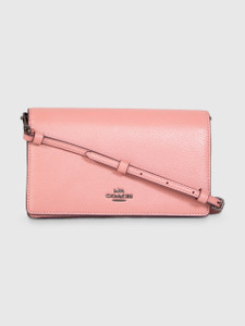 Coach Pink Leather Hayden Foldover Crossbody Clutch Bag