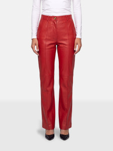 Gucci Fall 2020 Red Leather Wide Leg Trousers Gucci Fall 2020 Red Leather Wide Leg Trousers