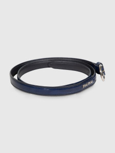 Miu Miu Navy Patent Leather Skinny Logo Belt
