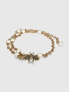 Gucci Gold Bee Faux Pearl Chain Belt Gucci Gold Bee Faux Pearl Chain Belt
