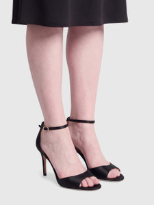 Jimmy Choo Black Satin Ankle Strap Sandals