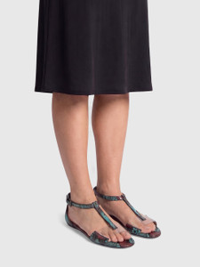 Alaïa Snake Embossed PVC Panel Sandals