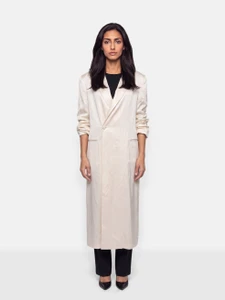 Magda Butrym Ecru Wool Long Blazer Coat Magda Butrym Ecru Wool Long Blazer Coat