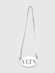 Valentino Garavani White Leather VLTN Rockstud Oval Bag
