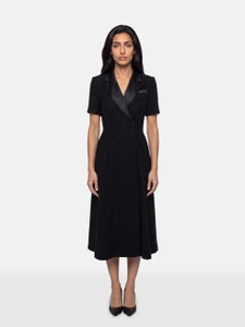 Self-Portrait Black Metallic Boucle Midi Dress Self-Portrait Black Metallic Boucle Midi Dress