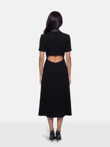 Self-Portrait Black Metallic Boucle Midi Dress Self-Portrait Black Metallic Boucle Midi Dress
