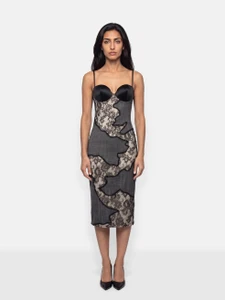 La Perla Grey Silk Lace Trim Bustier Dress La Perla Grey Silk Lace Trim Bustier Dress
