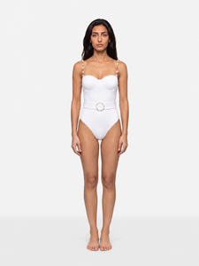 Nadine Merabi White Giselle Belted Embellished Swimsuit Nadine Merabi White Giselle Belted Embellished Swimsuit