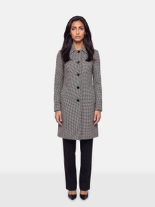 Stella McCartney Grey Wool Houndstooth Coat Stella McCartney Grey Wool Houndstooth Coat