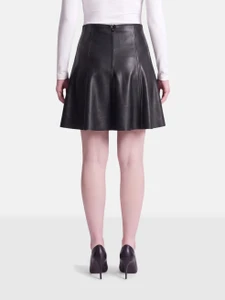 Norma Kamali Black Vegan Leather Panelled Skirt Norma Kamali Black Vegan Leather Panelled Skirt