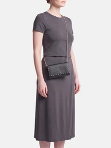Valentino Garavani Black Rockstud Leather Wallet On Chain Valentino Garavani Black Rockstud Leather Wallet On Chain