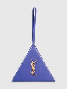 Saint Laurent Blue Leather Pyramid Box Clutch Saint Laurent Blue Leather Pyramid Box Clutch