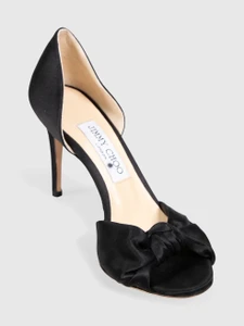 Jimmy Choo Black Satin Bow Front Heels Jimmy Choo Black Satin Bow Front Heels