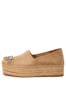 Women Miu Miu Platform Embellished Espadrilles - Beige Size 38.5 US 8.5 Women Miu Miu Platform Embellished Espadrilles - Beige Size 38.5 US 8.5