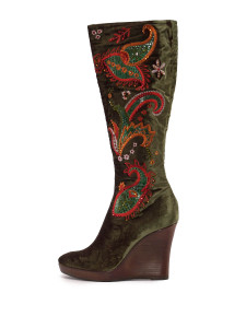 Women Le Silla Embroidered Knee-High Boots - Green Size 38 US 8 Women Le Silla Embroidered Knee-High Boots - Green Size 38 US 8