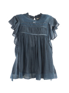 Women Isabel Marant Pleated Ruffle Top - Blue Size XS UK 6 US 0 FR 34 Women Isabel Marant Pleated Ruffle Top - Blue Size XS UK 6 US 0 FR 34