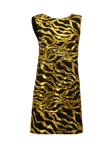 Halpern Black with Gold Sequins Detail Mini Dress