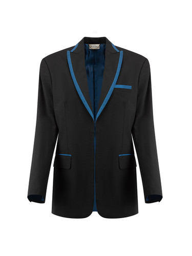 Sanne Black with Metallic Blue Trim Blazer