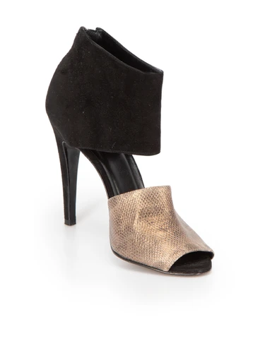 Pierre Hardy Black Suede Leather Panelled Heel Sandals