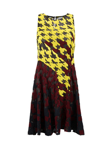 Mary Katrantzou Silk Houndstooth Shift Dress
