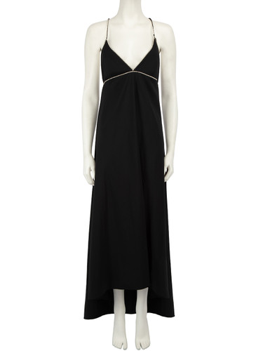 Françoise Black Crystal Embellished Wool Slip Dress