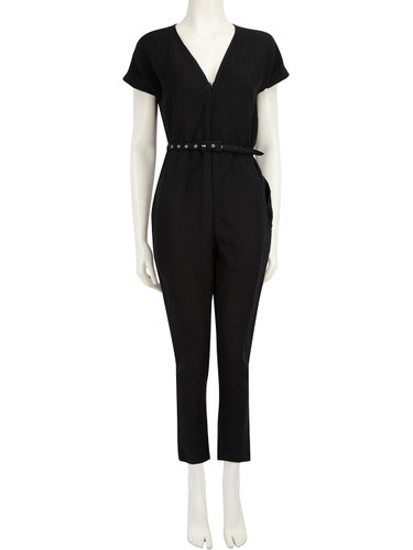 Rachel Comey Black V-Neck Belted Jumpsuit
