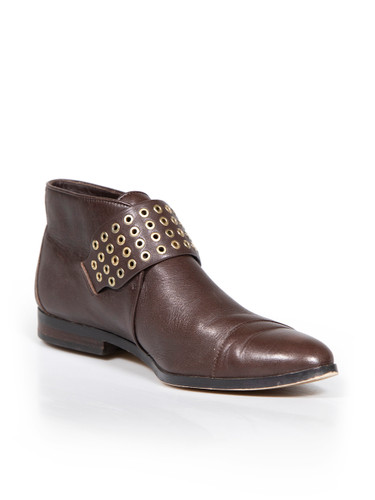 Michael Kors Michael Michael Kors Brown Leather Eyelet Strap Boots